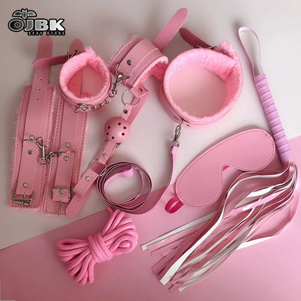 10pcs 7 Pcs Bondage Set Bdsm Sex Exotic Accessories Sex-product Adjustable PU Leather SM Handcuffs Whip Rope Sex Toys for Woman