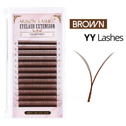 ARISON YY Lashes Black Brown Soft Invividual Eyelashes Y Shape Volume Eyelash Extension Double Tip Eye Lash Cilios YY Wholesale