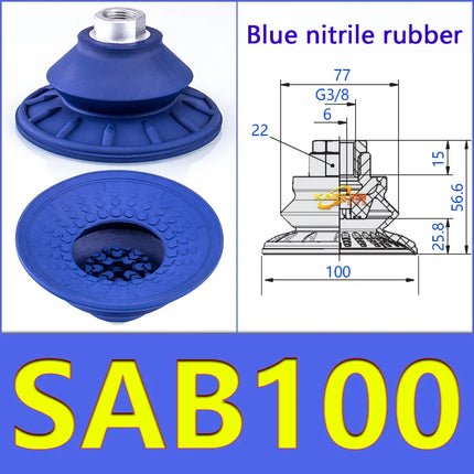 SAB Series Vacuum Suction Cups SAB22/30/40/50 Manipulator Corrugated Sucker Strong Force Nitrile Rubber Industrial Accessories