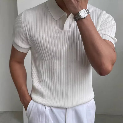 Summer New Men Knitted Shirts Short Sleeve Polo T-Shirts Tops Male Fashion Casual T Shirt Breathable Solid Polo Tee Man Clothing
