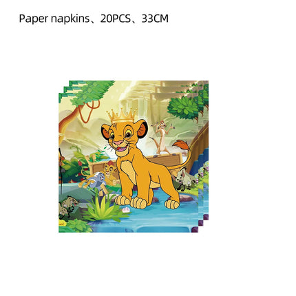 Lion King Simba Disposable Party Tableware Set Paper Plates Cups Napkins Optional Tablecloth Jungle Kids Birthday Party Supplies