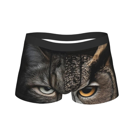 Meowl Cat Owl Cute Pet Stickers Underwear  Comfortable Panties Customs Boxer Brief For Males 3D Pouch Oversize Trunk