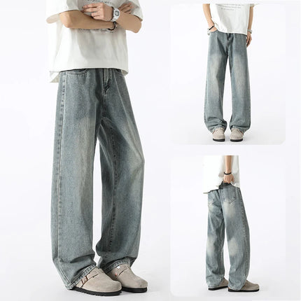 Men's Fashion Jeans Classic America Jeans Y2K Casual Baggy Jeans Straight Leg Retro Wide-legged Jeans Loose Suit Pants Trousers