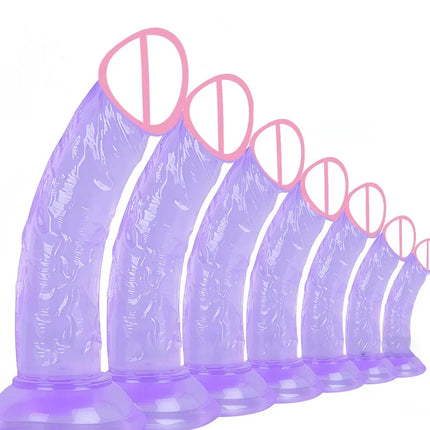 Woman Realistic Purple Anal Butt Plug Dildo Masturbator Soft Penis Beginner Dildo With Strong Suction Cup Anal Adult Sex Toys 18