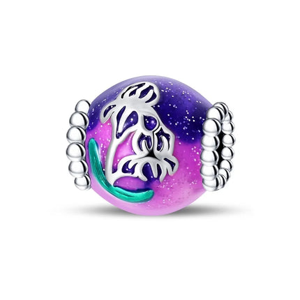 Purple Series 925 Sterling Silver Lily of the Valley Rose Mermaid Witch Hat Charm Fit DIY Bracelet Necklace Charming Gifts