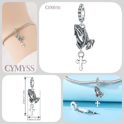 S925 Sterling Silver Charm Bead Angel Prayer Travel Memorial Pendant Fine Birthday Gift Fit Bangle Bracelet Necklace DIY Jewelry