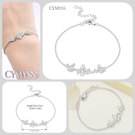 Original 925 Sterling Silver Butterfly Bracelet Zirconia Tennis Ball Women Fashion Simple Engagement Wedding Charm Jewelry Gift
