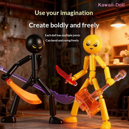 1 Set Multi-jointed Matchmaker Movable Assembled Robot Creative Stickman Desk Ornaments Decorative Festival Gift