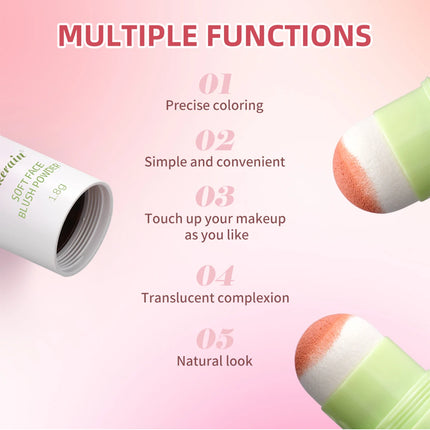 Soft Fog Blush Stick Face Blusher Patting Powder Blusher for Cheeks Cute Korean Style Waterproof Blush Sponge Brush Head 3Colors