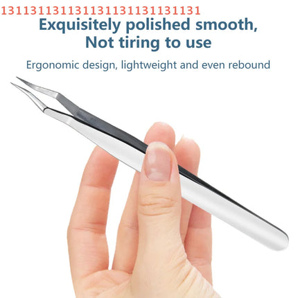 Anti Slip Stainless Steel Lash Extension Tweezers, Curved Tip, Straight Tweezers, High Precision Nail Art, Makeup Beauty Tools