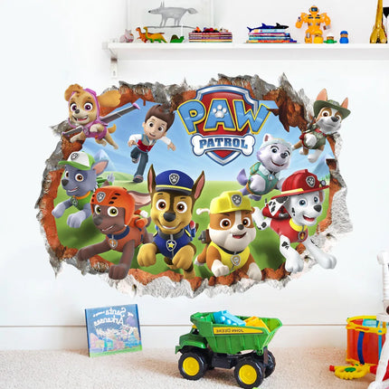 Cartoon 3d Paw Patrol Wall Stickers For Kids Rooms Living Room Boys Girls Children Bedroom PARTY DIY Home Decor