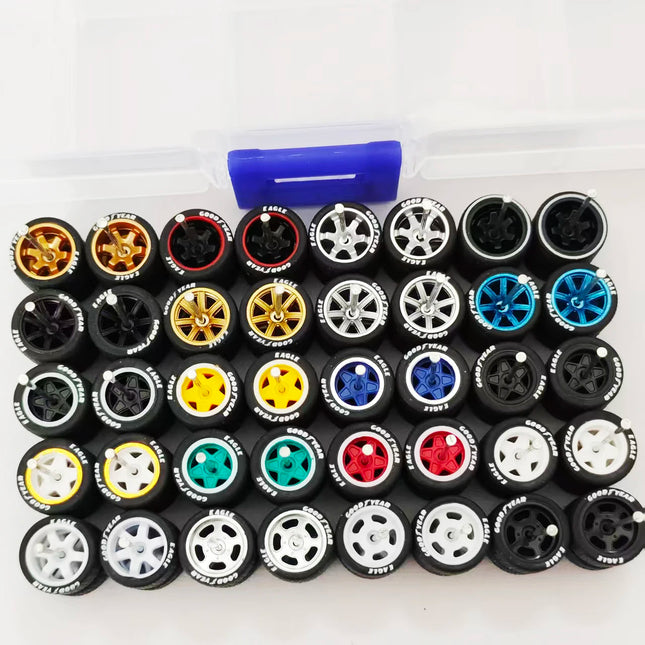 20 Sets 1/64 Wheels Rubber Tires Diameter 9.8mm 11mm 14mm 17mm for Matchbox/Domeka/HW 1:64 Diecast Alloy Car Models