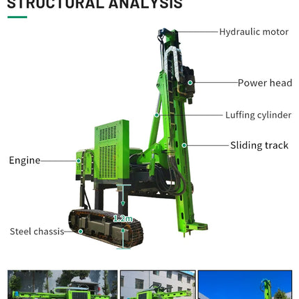 Hydraulic Crawler Spiral Solar Pile Driver - 8000N.m Torque 360° Rotation for PV Foundation Mountain Construction