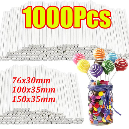 100-1000Pcs Paper Lollipop Sticks Solid Core for Party Dining Chocolate Sugar Candy Lolly Pop Sucker Sticks Cake Pop Stick