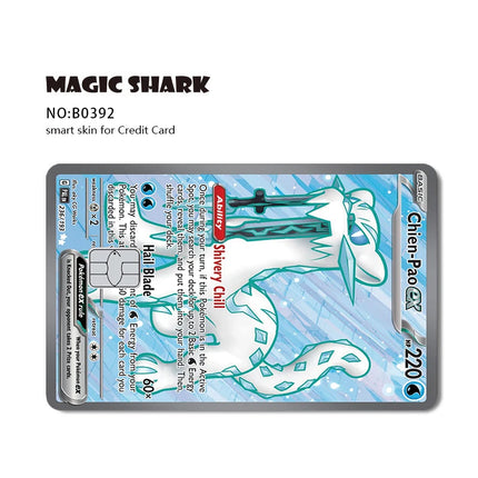 Magic Shark Tyranitar Pawmot Clefable Pokemons Slowking Victini Ex Soft PVC No Fade Skin Sticker for Credit Debit Metro Card