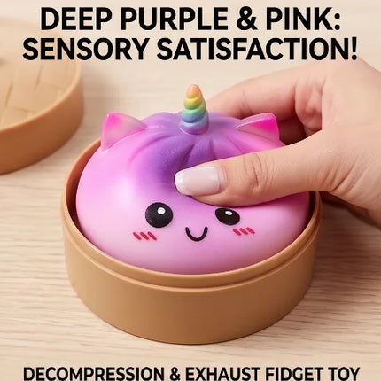 New Viral Large Rainbow Unicorn Bun Squishy Toy, Blind Box, Simulated Soup Dumpling Vent Fidget Toy for Sensory Stress Relief