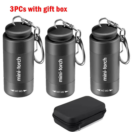 USB Rechargeable LED Multifunctional Strong light Pocket Keychain Flashlight Waterproof Outdoor Hiking Camping Mini Flashlight
