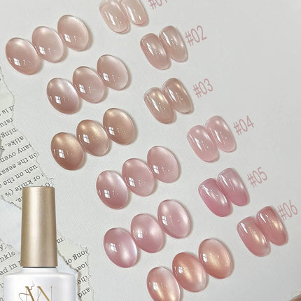 MIANEL 10ML 1PCS Lover's Cat Eye Gel Polish 2026 Sparkling Nude Pink Nail Art with Glass Bead And Golden Glow New Release