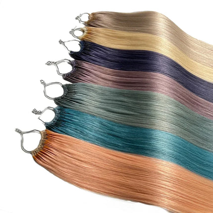 Korean hot selling pure cotton 100% human hair cotton thread double head double brushed feather hair extensions natural color