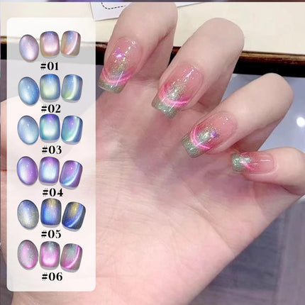MIANEL 10ML Northern Colorful Blue Light Glass Beads Cat Eye Gel Nail Polish Flashing Versatile Winter Blue Nails