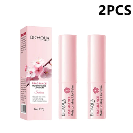 BIOAOUA Sakura Moisturizing Lip Balm Lasting Moisturizing Lipstick Temperature Change Color Lip Care 1/2Pcs