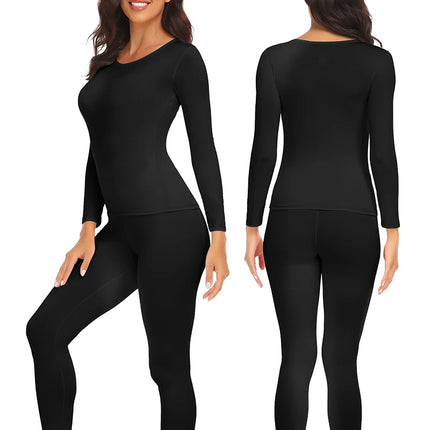 Thermal Underwear Suit for Women Long Johns Ultra-Soft Slim Base Layer Cold Weather Keep Warm Top Bottom Set of 2