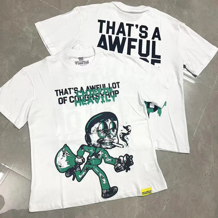 That's A Awful Lot of Cough Syrup Short Sleeve American Street Pop Hip-hop Cartoon Pattern Print Tops COUGH SYRUP T-shirt