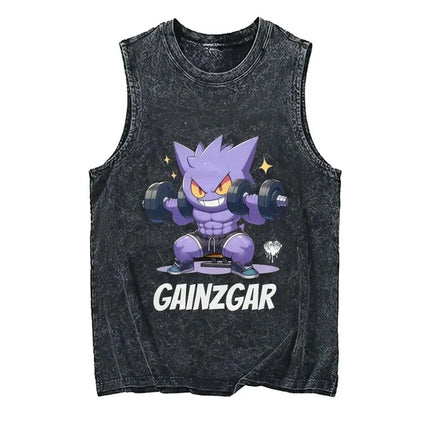 2026 Hot Anime Pokemon Men's Tank Top Man Sleeveless Shirt Summer Y2k Clothes Vintage Washed Vest Oversized T Shirts Gym Clothes