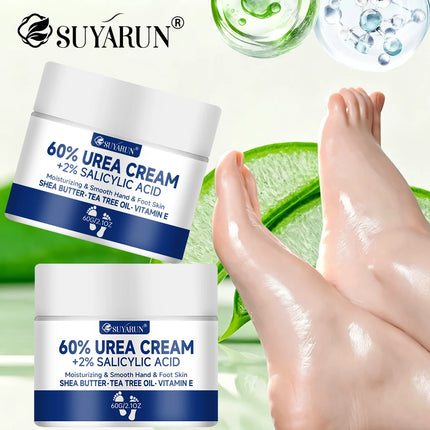 SUYARUN 60% Urea Foot Cream for Cracked Heels & Dry Skin - Intensive Moisturizing Treatment,, Diabetic Foot Care，Combo set.