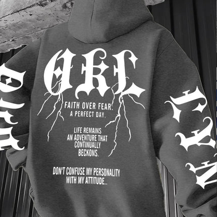 Gothic Font Versatile Street Men Women Pullover Hoodie Casual Loose Sport Hip-hop Y2K Autumn Winter Adult Sweatshirt Top Clothes
