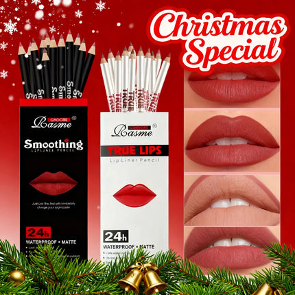 Two Sets Of 24 Sets Of A Full Range Of Brown - Red - Pink Lip Liner Lip stick Smooth Outline Christmas gift
