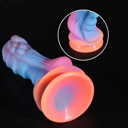 New Luminous Dildos Colourful Glowing Huge Penis G-spot Anal Butt Plug Women Toys Shaped Dragon Monster Dildo with Suction Cup - DILDO