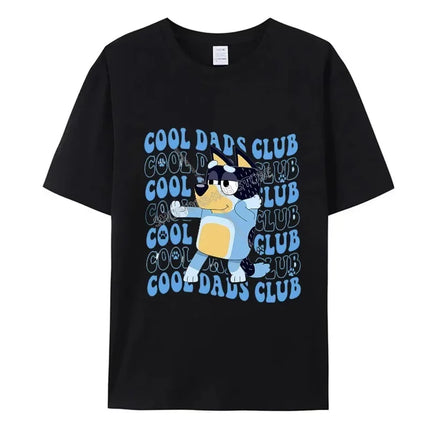 Blueys Bingo Dad Mom T-Shirts Cute Cartoon Tops Summer Parent-child Clothing Adult Anime Figure Black White Tee Family Clothes