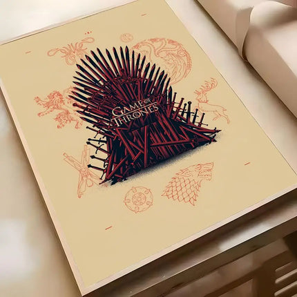 Anime G-Game Hot T-Thrones-S Poster Poster Waterproof HD Wall Art Decal Self-Adhesive Aesthetic Decor For Home Living