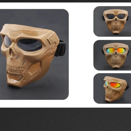 Cycling Colorful Goggles Motorcycle Skull Mask Riding Windproof Full Face Mask Paintball Game Tactical Protective Helmet Mask
