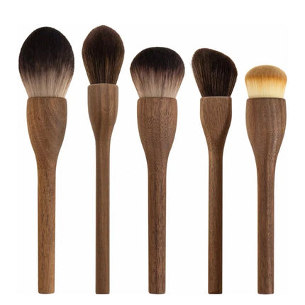 1Pcs European Vintage Wood Handle Makeup Brush High Quality Walnut Loose Powder Blush Foundation Contour Brush Super Soft
