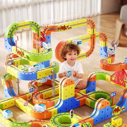Children'S Educational Electric Magnetic Levitation Train Track Cube 3D DIY Assembly Magnetic Magic Rail Toy Train Car Xmas Gift
