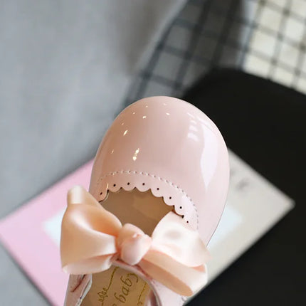 Toddlers Girls Shoes Children's Flats PU Patent Leather Kids Dress Shoes Soft Cute Princess Sweet With Butterfly-knot Bowtie New