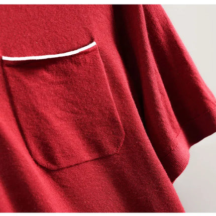 Spring and Summer New Polo Collar 100% Fine Wool Short Sleeve Men's Business Casual T-Shirt with Turn-down Collar and Pocket