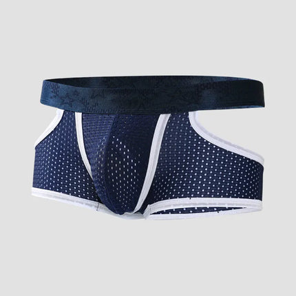 Men's ice silk bullet split underpants with breathable mesh at the four corners, summer thin men's sports straight-cut shorts