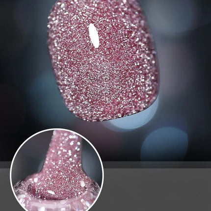 Glitter Reflective Gel Nail Polish 12 Color Red Pink UV Gel Varnish Sparkling Sequins Soak Off Nail Gel Nail Polish for Manicure