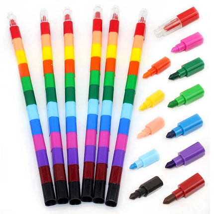 1~12Pcs Rainbow Building Blocks Painting Pens 12Colors Crayon School Office Birthday Party Gift Kindergarten Carnival Gifts TMZ