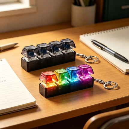 4-Key Fidget Keyboard Clicker Keychain LED Light Stress Relief Toy Viral Press Button Decompression Gadget  Anti-Anxiety Pendant
