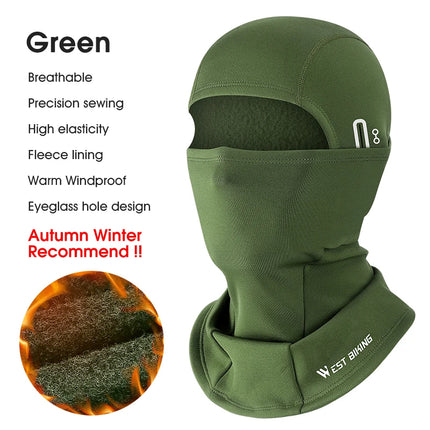 WEST BIKING Winter Warm Bicycle Balaclava Hat Full Face Windproof Bike Mask Caps Climbing Skiing Cycling Fleecr Cold-proof Hat
