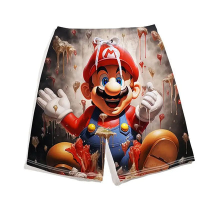 Summer Mario Shorts, Men's Beach Pants, Casual Pants, Luigi Kuba Thin Style with Everything Around The Summer Style