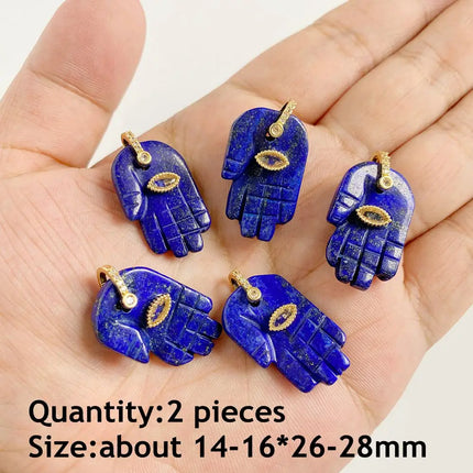Blue Lapis Lazuli Pendant Gems Cross Hand Oval Shape Natural Stone Lapis Lazuli Charms for Jewelry Making Necklace DIY Bracelet
