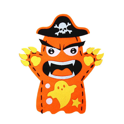 DIY Sewing Halloween Hand Puppet Non-woven Craft Kit for Kids Role Play Pirate Monster Handmade Doll Halloween Party Favor Gifts