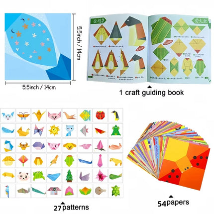 54 Sheets Cartoon Origami Kit Animals / Lifestyle Styles Handmade DIY Crafts Origami Suitable For Beginners Decor Paper Gifts