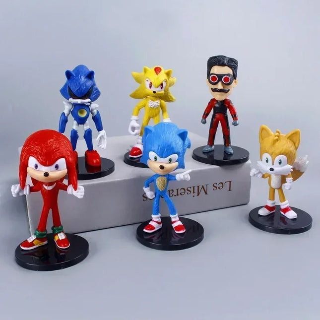Sonic Figures 6pcs Set 8.5-11cm - Shadow Tails PVC Toys Gift / Sonic Figurines 6pcs 8.5-11cm - Shadow Tails Toys