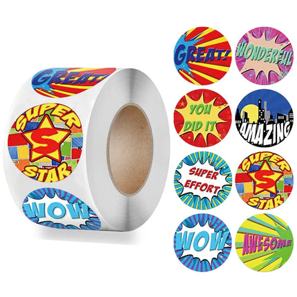100-500pcs Cute Reward Stickers Roll with Word Motivational Stickers for School Teacher Kids Student Stationery Stickers Kids